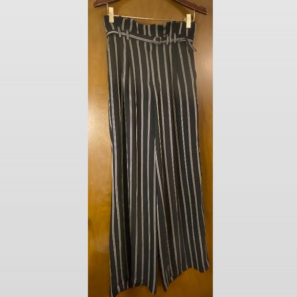 High Waisted Striped Belted Wide Leg Pant size 6 Express Bootcut trousers - Picture 4 of 6